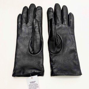 NWT Land's End EZ Touch Cashmere Lined Leather Gloves, Small, Black